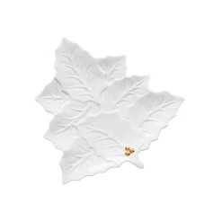 Assiette en porcelaine de 22×22 cm HOLLY & BERRIES WHITE