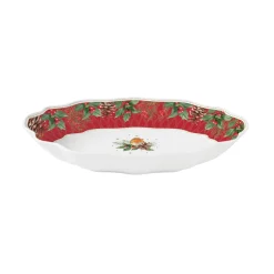Assiette ovale rouge-gorge CHRISTMAS BERRIES