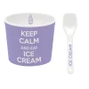 Bol à glace avec cuillère, dans une boîte Keep CALM AND EAT ICE CREAM PURPLE