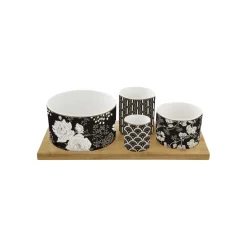 Ensemble apéritif avec 4 bols et plateau en bambou ART DECO & FLOWERS