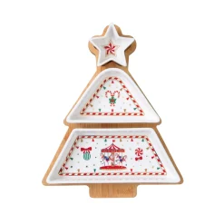 Ensemble apéritif avec 3 bols et plateau en bambou de 21×25 cm CHRISTMAS WONDERLAND