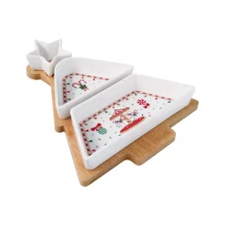Ensemble apéritif avec 3 bols et plateau en bambou de 21×25 cm CHRISTMAS WONDERLAND