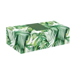 Ensemble apéritif avec plateau en bambou et 2 bols en porcelaine en forme de feuilleCarre MADAGASCAR