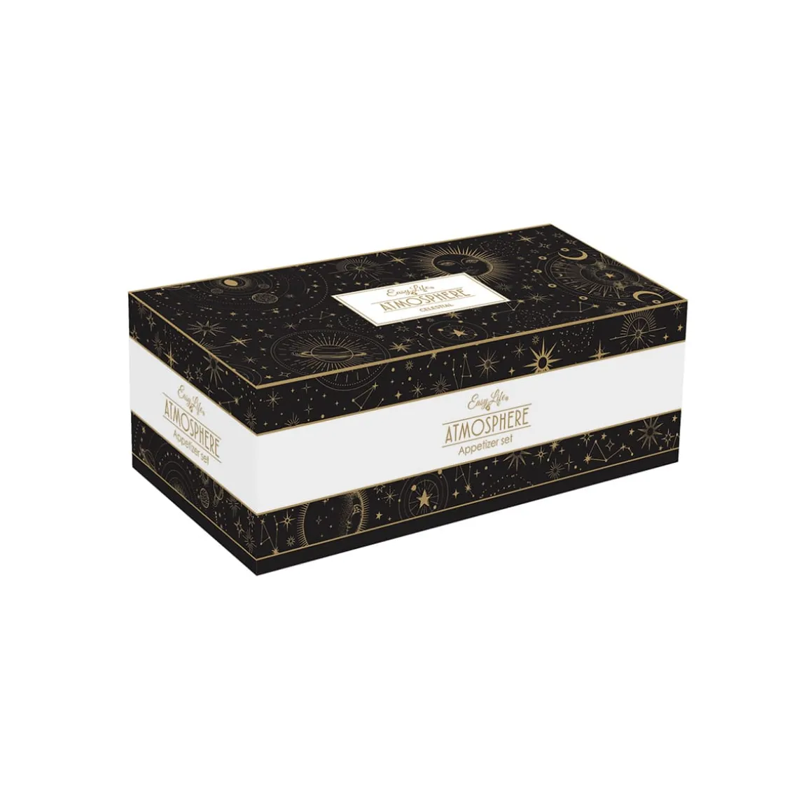 Ensemble apéritif en bambou avec 4 bols en porcelaine, dans une boîte cadeau CELESTIAL