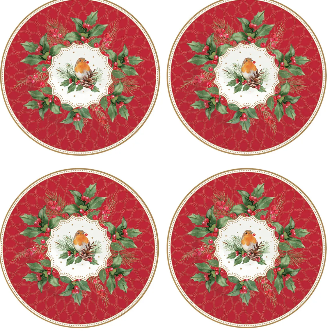 Ensemble de 4 assiettes à dessert CHRISTMAS BERRIES