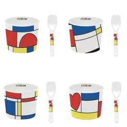 Ensemble de 4 bols à glace avec cuillères MONDRIAN