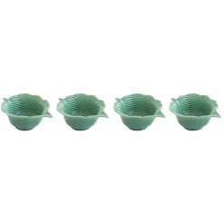 Ensemble de 4 mini bols en porcelaine en forme de feuille LEAVES LIGHT GREEN
