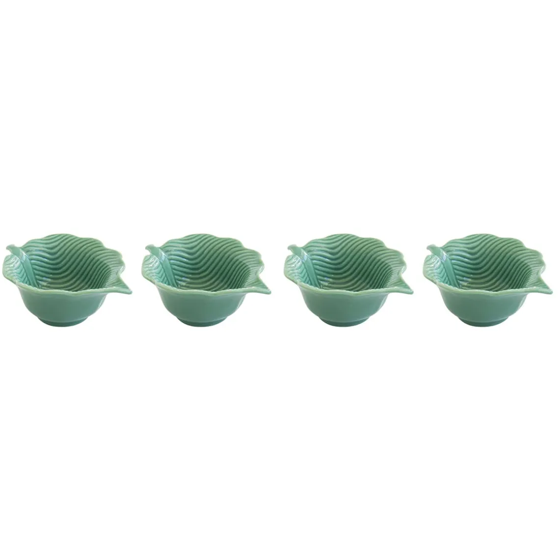 Ensemble de 4 mini bols en porcelaine en forme de feuille LEAVES LIGHT GREEN