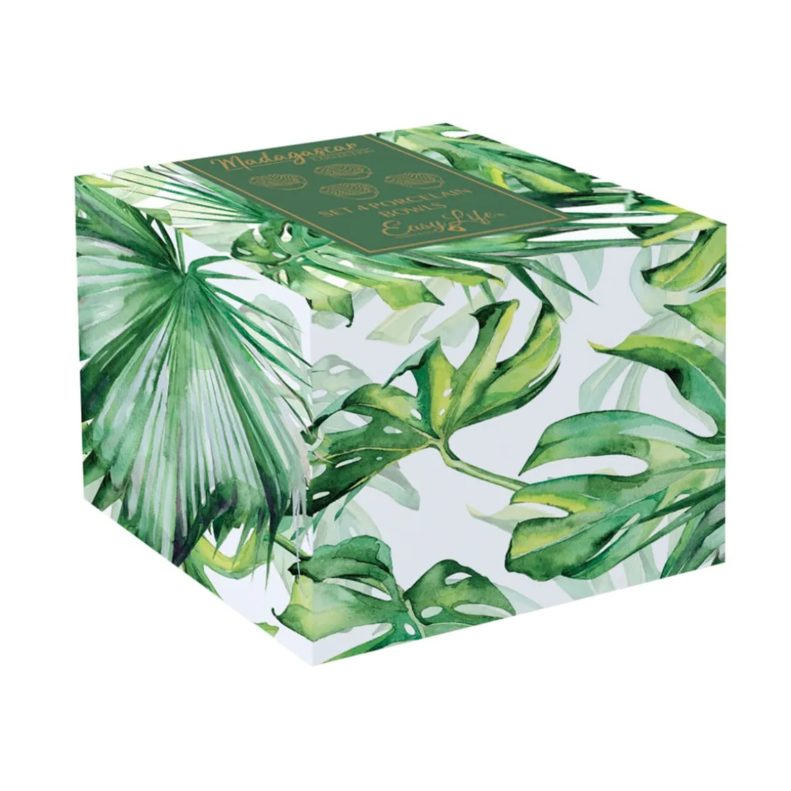 Ensemble de 4 mini bols en porcelaine en forme de feuille LEAVES LIGHT GREEN