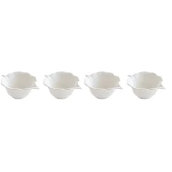 Ensemble de 4 mini bols en porcelaine en forme de feuille LEAVES WHITE