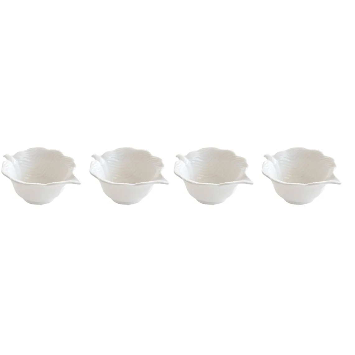 Ensemble de 4 mini bols en porcelaine en forme de feuille LEAVES WHITE