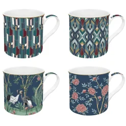 Ensemble de 4 mugs de 300 ml en porcelaine fine China, dans une boîte cadeau MANDALAY