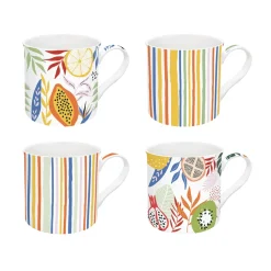 Ensemble de 4 mugs en porcelaine fine China TUTTI FRUTTI