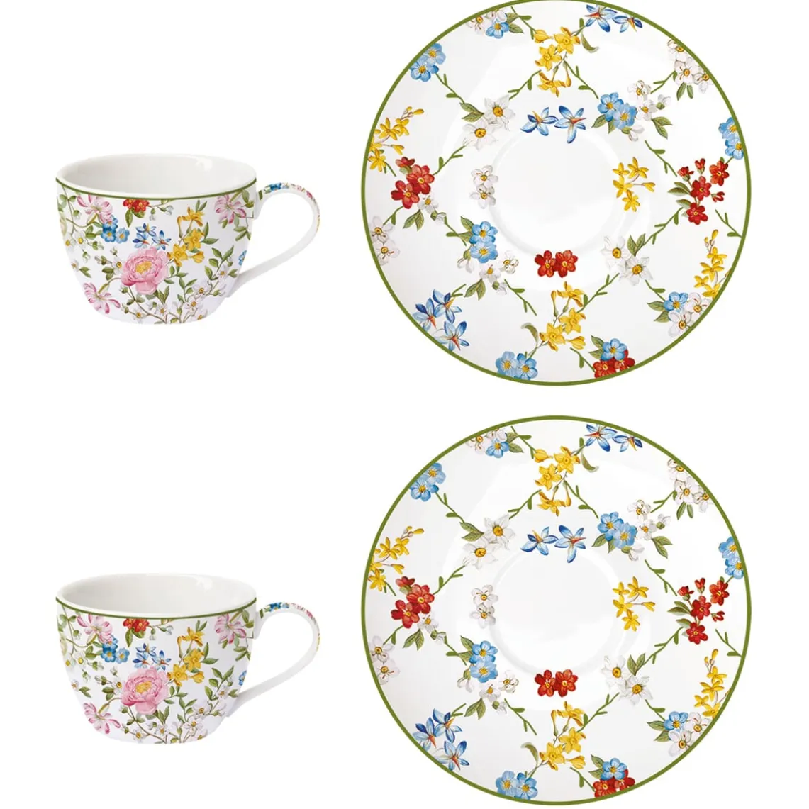 Ensemble de 2 petites tasses à café avec soucoupes GARDEN DREAMS