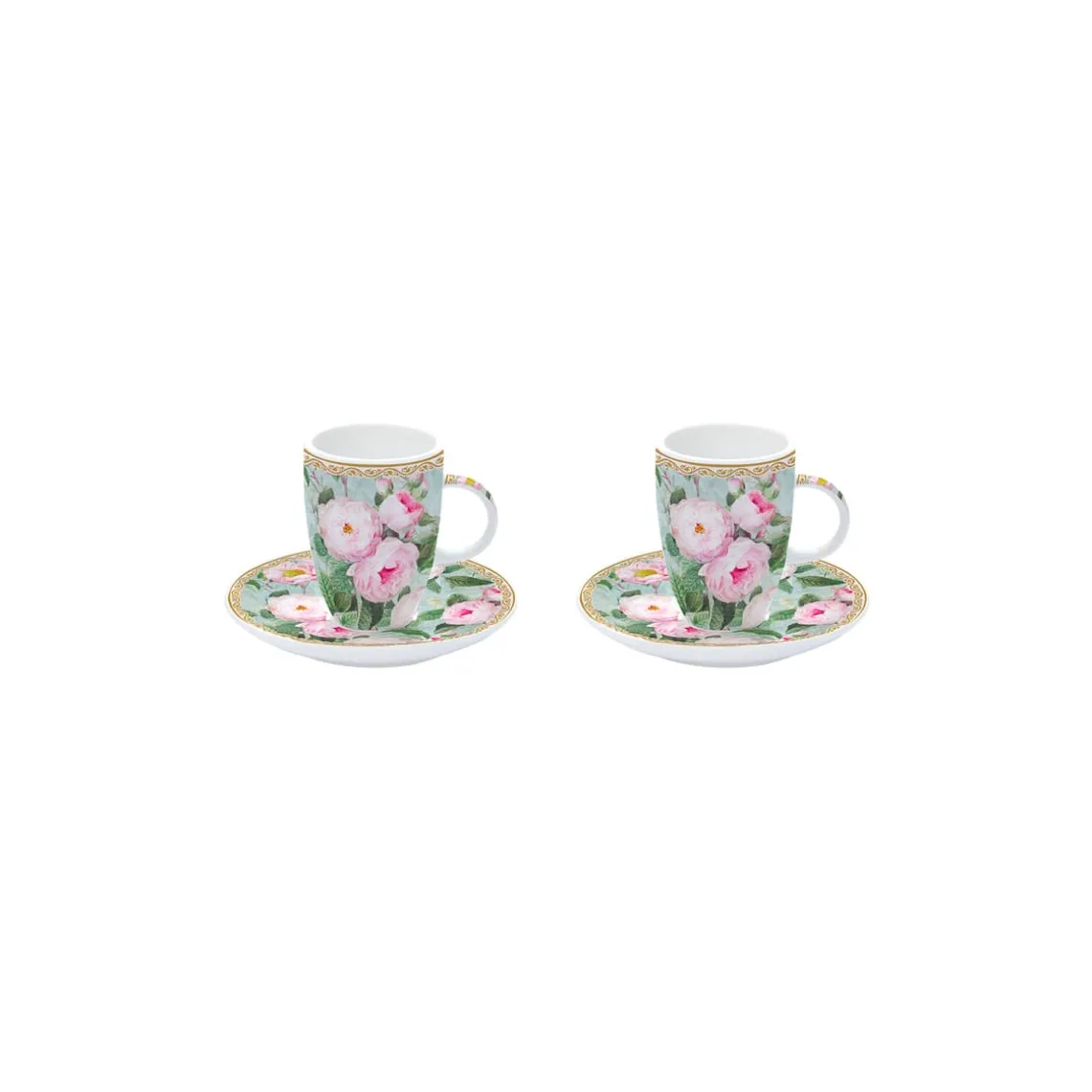 Ensemble de 2 petites tasses à café avec soucoupes ROSES IN BLOOM