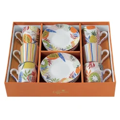Ensemble de 6 petites tasses à espresso avec soucoupes TUTTI FRUTTI