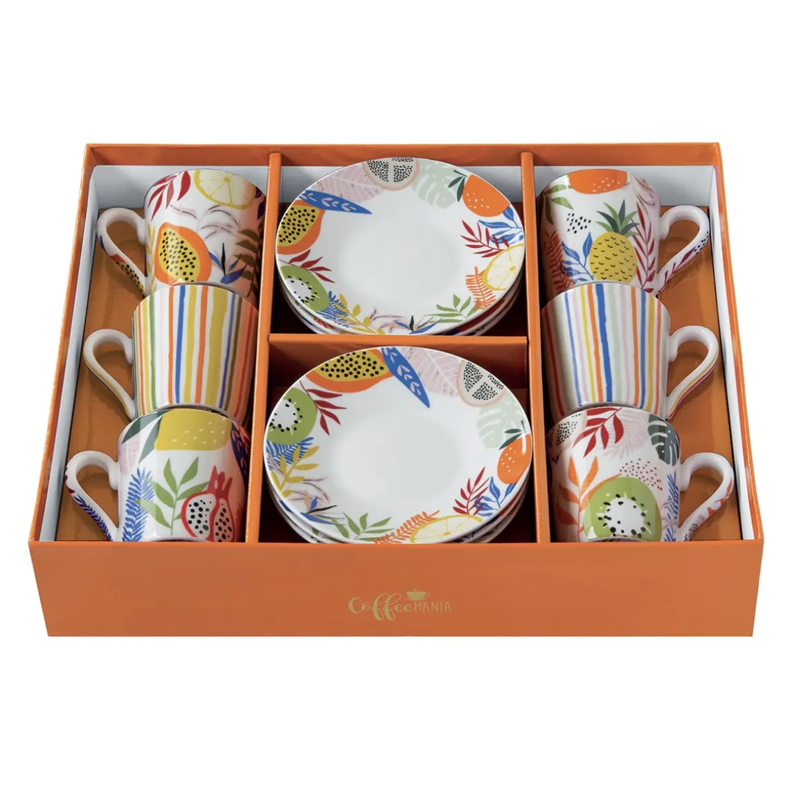 Ensemble de 6 petites tasses à espresso avec soucoupes TUTTI FRUTTI