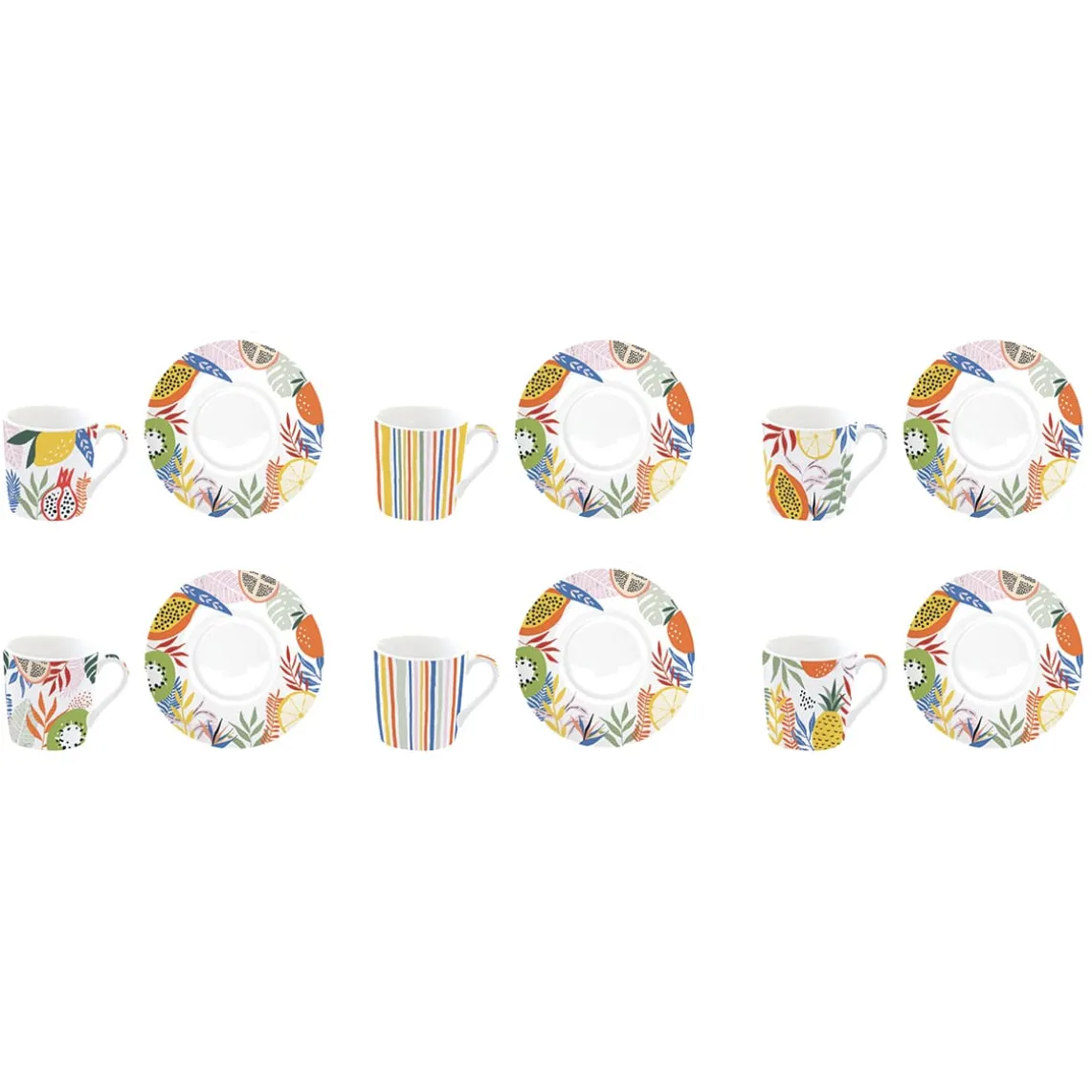 Ensemble de 6 petites tasses à espresso avec soucoupes TUTTI FRUTTI