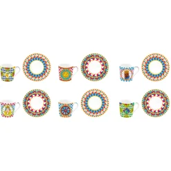Ensemble de 6 petites tasses à espresso avec soucoupesSICILY