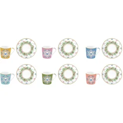 Ensemble de 6 petites tasses à café avec soucoupes SPRING PARADE