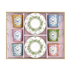 Ensemble de 6 petites tasses à café avec soucoupes SPRING PARADE