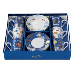 Ensemble de 6 petites tasses à espresso avec soucoupes AQUARIUM