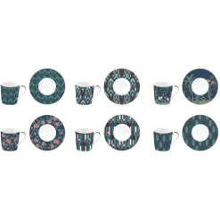 Ensemble de 6 petites tasses à espresso de 100 ml avec soucoupes, dans une boîte cadeau MANDALAY