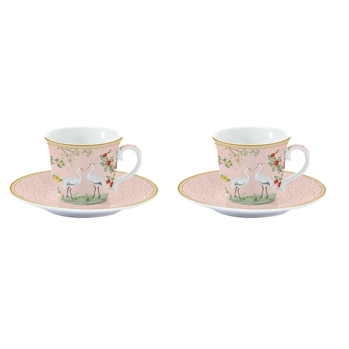 Ensemble de 2 petites tasses à espresso de 80 ml avec soucoupes JARDIN DE REVES