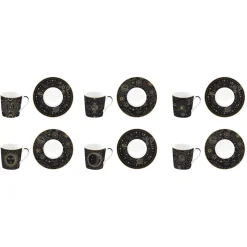 Ensemble de 6 petites tasses à espresso de 100 ml avec soucoupes, dans une boîte cadeau CELESTIAL
