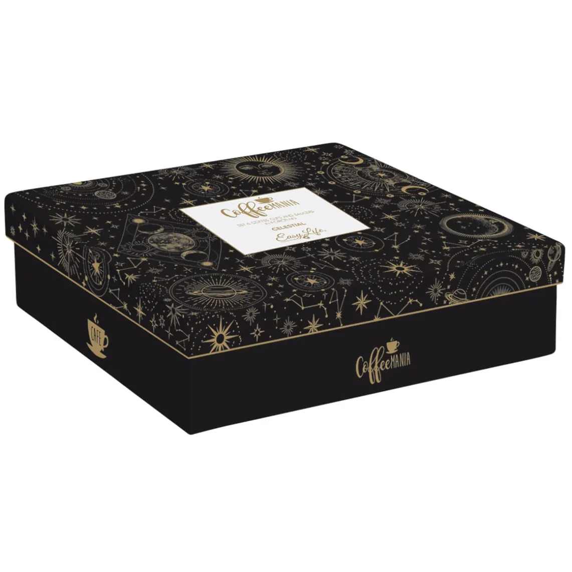 Ensemble de 6 petites tasses à espresso de 100 ml avec soucoupes, dans une boîte cadeau CELESTIAL