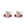 Ensemble de 2 petites tasses à espresso avec soucoupes et cuillères CHRISTMAS FRIENDS DOGS
