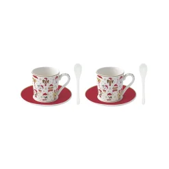 Ensemble de 2 petites tasses à espresso avec soucoupes et cuillères CHRISTMAS FRIENDS DOGS