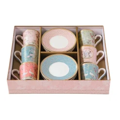 Ensemble de 6 petites tasses à espresso de 100 ml avec soucoupes JARDIN DE REVES
