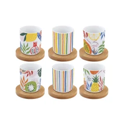 Ensemble de 6 petits verres à café avec soucoupes TUTTI FRUTTI