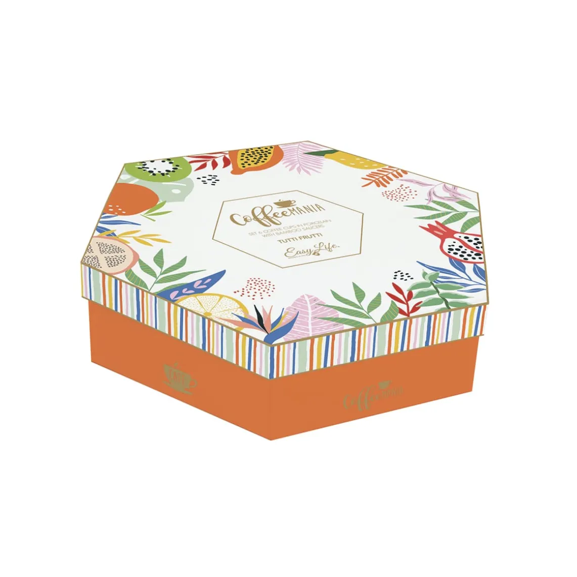 Ensemble de 6 petits verres à café avec soucoupes TUTTI FRUTTI