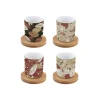 Ensemble de 4 petits verres à café avec soucoupes en bambou KIMONO