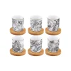 Ensemble de 6 petits verres à café de 110 ml en porcelaine avec soucoupes RETRO JUNGLE