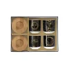 Ensemble de 4 petits verres à café de 110 ml avec soucoupes en bambou, dans une boîte cadeau CELESTIAL