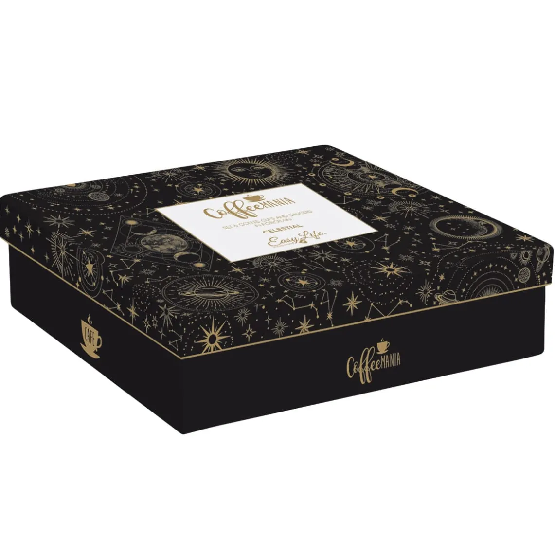 Ensemble de 4 petits verres à café de 110 ml avec soucoupes en bambou, dans une boîte cadeau CELESTIAL