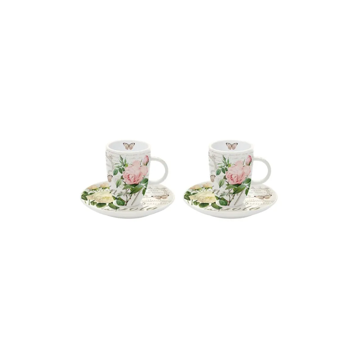 Ensemble de 2 tasses à café avec soucoupes JARDIN BOTANIQUE