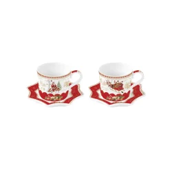 Ensemble de 2 tasses à café avec soucoupes CHRISTMAS MEMORIES
