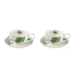 Ensemble de 2 tasses à café avec soucoupe, 100 ml EXOTIQUE