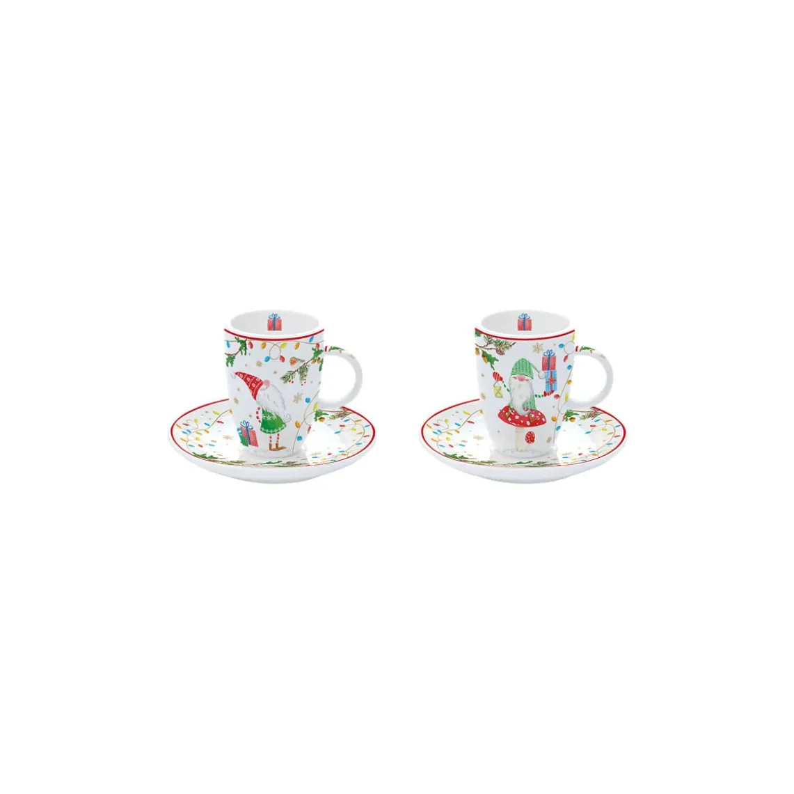 Ensemble de 2 tasses à café avec soucoupes Ready For CHRISTMAS
