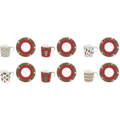 Ensemble de 6 tasses à café avec soucoupe JINGLE BELLS