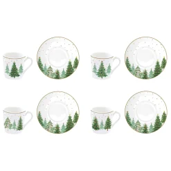 Ensemble de 4 tasses à café avec soucoupe FESTIVE TREES