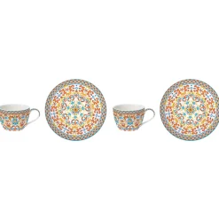 Ensemble de 2 tasses à café avec soucoupes ORANGE