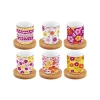 Ensemble de 6 tasses à espresso avec soucoupes , 110 ml En Bambou FLOWER POWER YELLOW