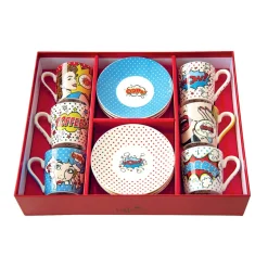 Ensemble de 6 tasses à espresso de 100 ml avec soucoupesPOP ART