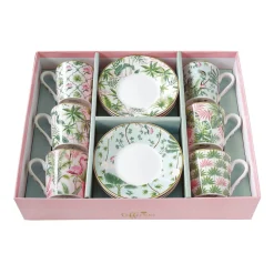 Ensemble de 6 tasses à espresso de 100 ml avec soucoupes Wild TROPICAL
