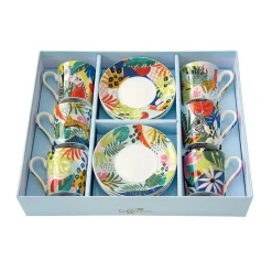 Ensemble de 6 tasses à espresso de 100 ml avec soucoupes TROPICAL VIBES